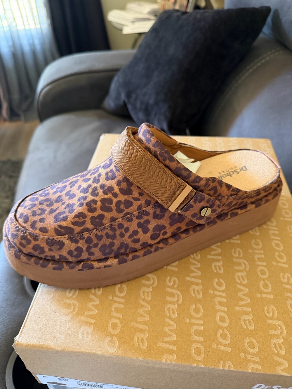 Dr. Scholl's Chill Out Leopard Print Clog Slip-On in Brown and Black